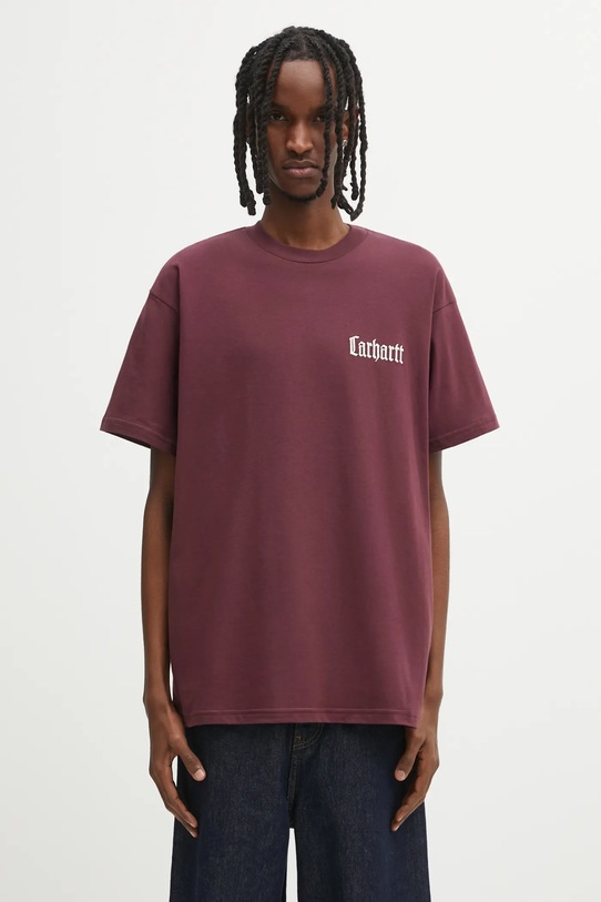 Odzież Carhartt WIP t-shirt bawełniany S/S Schooling T-Shirt I035453.33KXX bordowy