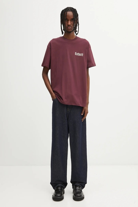 Carhartt WIP t-shirt bawełniany S/S Schooling T-Shirt I035453.33KXX bordowy
