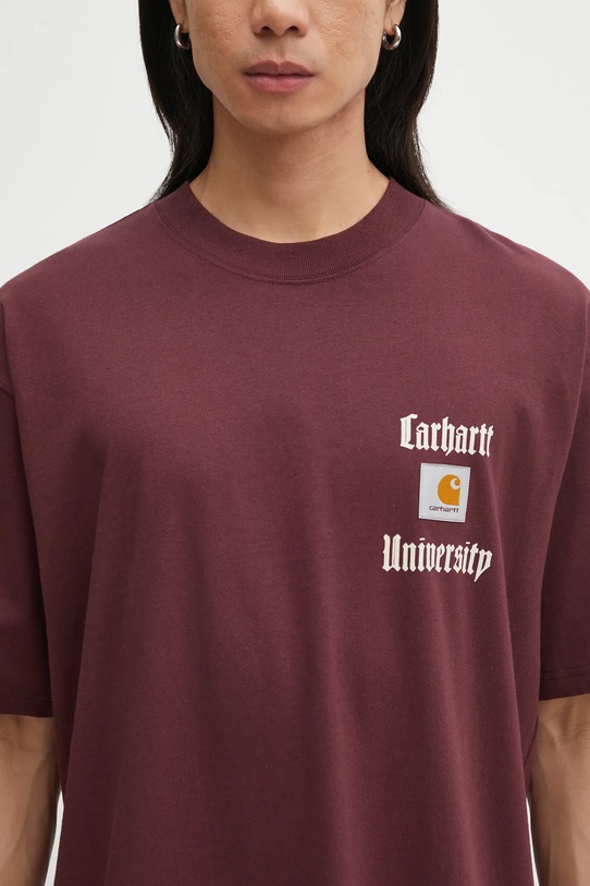 Carhartt WIP t-shirt bawełniany S/S Schooling Heart T-Shirt bordowy I035455.33KXX