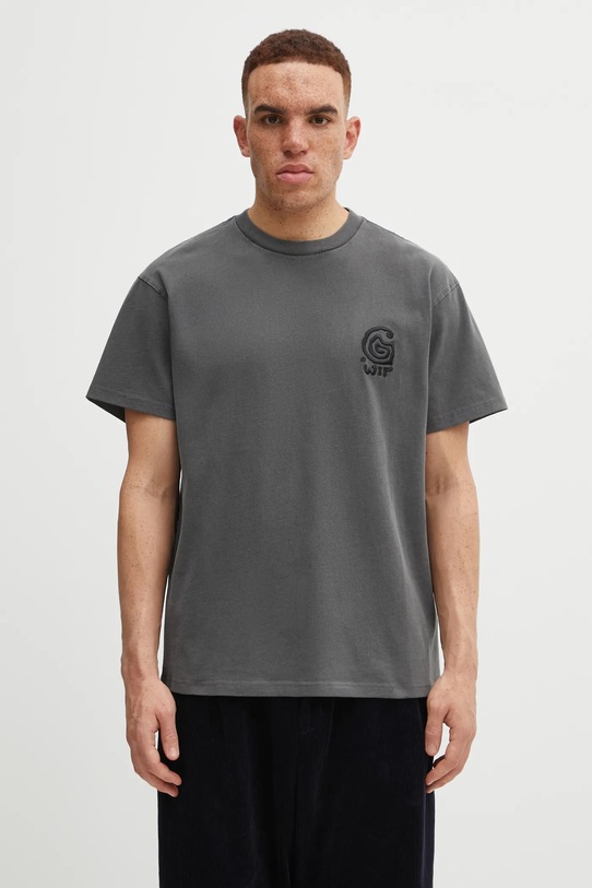 Carhartt WIP t-shirt bawełniany S/S Helix Redux T-Shirt gładkie szary I035485.89GD