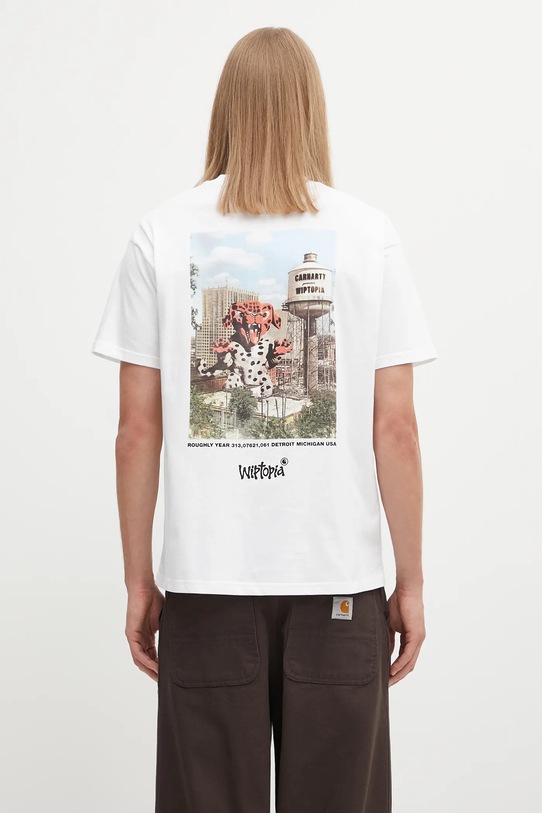 Carhartt WIP t-shirt bawełniany S/S Wiptopia T-Shirt wzorzyste biały I035492.02XX
