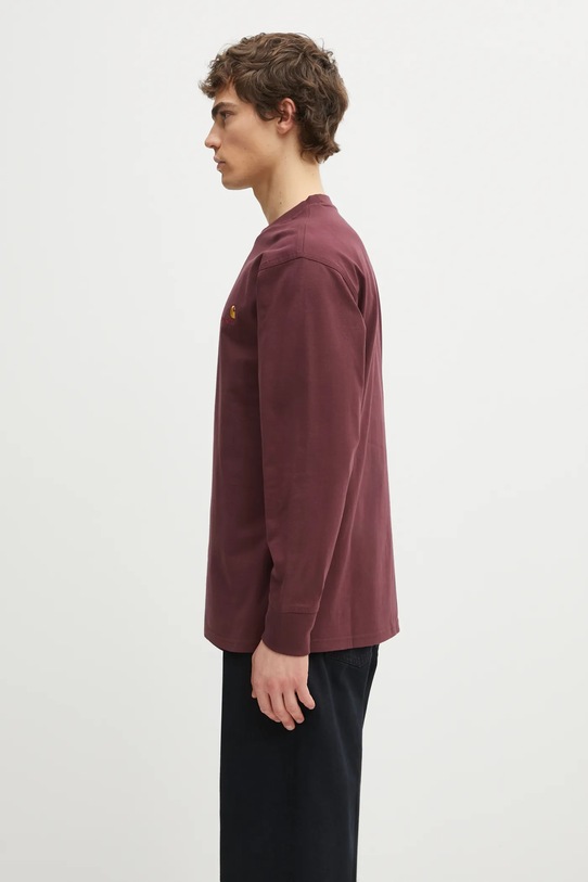 Carhartt WIP longsleeve bawełniany L/S American Script T-Shirt I029955.33KXX bordowy AW25