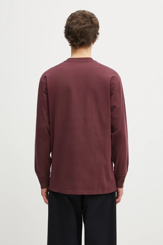 Odzież Carhartt WIP longsleeve bawełniany L/S American Script T-Shirt I029955.33KXX bordowy
