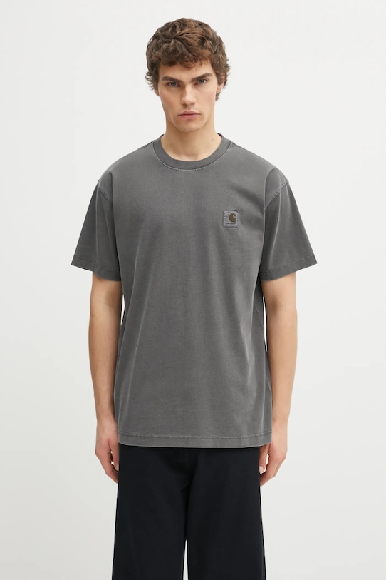 Carhartt WIP t-shirt bawełniany S/S Vista T-Shirt gładkie szary I030780.89GD
