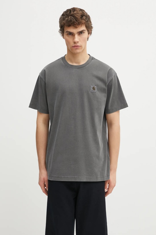 Carhartt WIP t-shirt bawełniany S/S Vista T-Shirt gładkie szary I030780.89GD