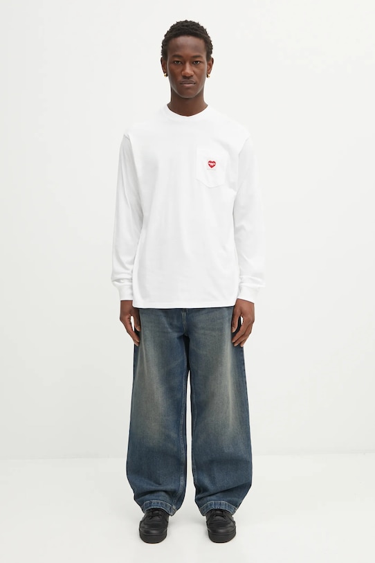 Carhartt WIP longsleeve bawełniany L/S Pocket Heart T-Shirt I035300.1WZXX biały