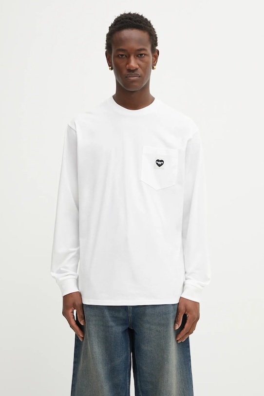 Carhartt WIP longsleeve bawełniany L/S Pocket Heart T-Shirt bawełna biały I035300.00AXX