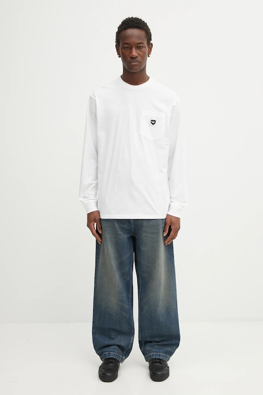 Carhartt WIP longsleeve bawełniany L/S Pocket Heart T-Shirt biały I035300.00AXX