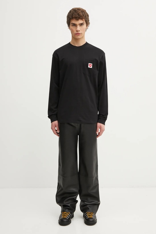 Βαμβακερή μπλούζα με μακριά μανίκια Carhartt WIP L/S Pocket Heart T-Shirt I035300.1V2XX μαύρο
