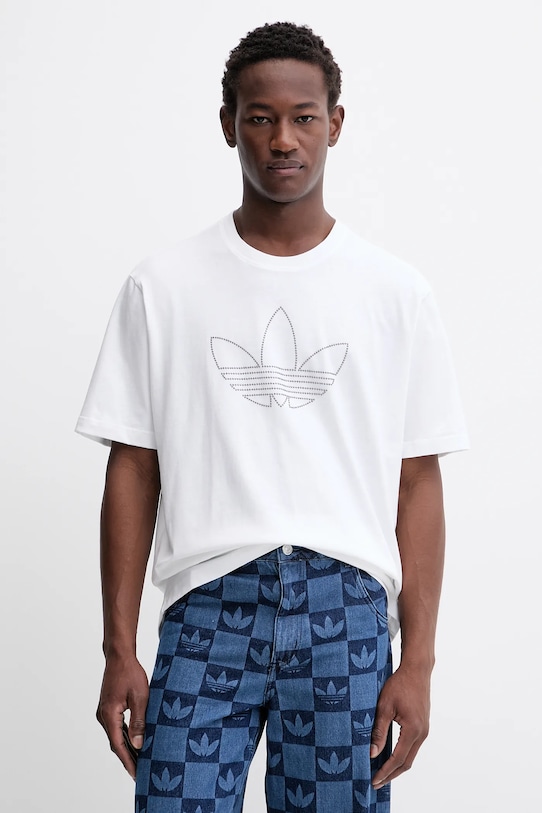 adidas Originals t-shirt bawełniany Studded aplikacja biały JY2805