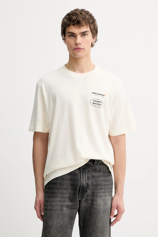 Abercrombie & Fitch t-shirt bawełniany nadruk beżowy KI123.5257.100