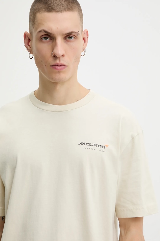 Βαμβακερό μπλουζάκι Hollister Co. μπεζ KI323.5318.178