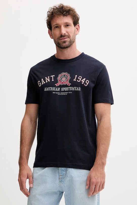 Gant t-shirt bawełniany nadruk granatowy 2003353