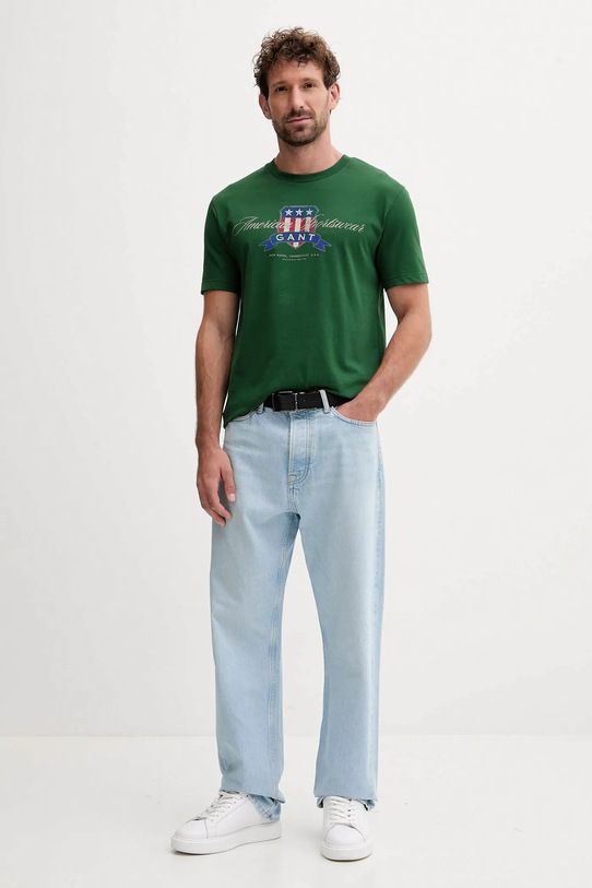 Gant t-shirt bawełniany 2003353 zielony AW25