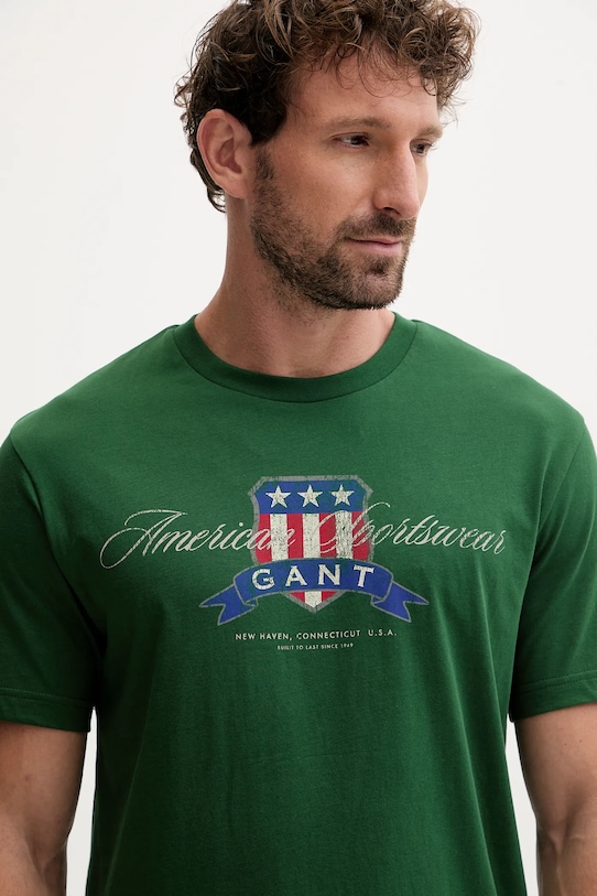 Gant t-shirt bawełniany zielony 2003353