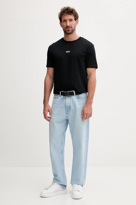 Gant t-shirt bawełniany 2003362 czarny AW25