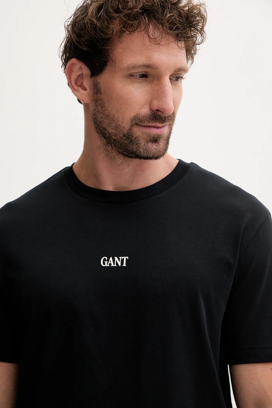 Gant t-shirt bawełniany czarny 2003362