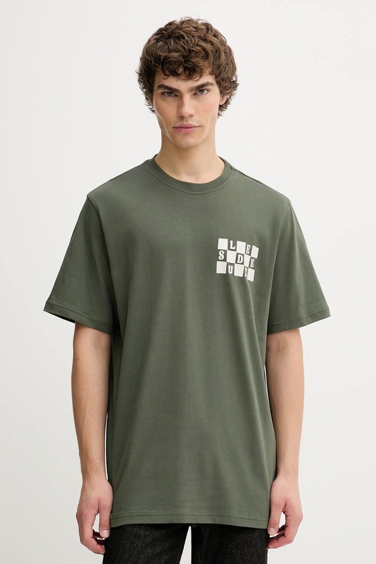 Les Deux t-shirt bawełniany Rook nadruk zielony 1000833