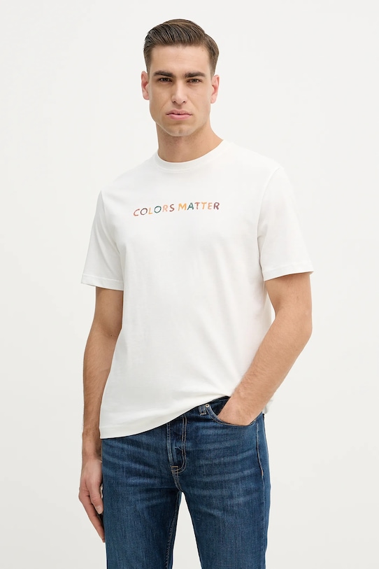 Oblečení Bavlněné tričko United Colors of Benetton 3MI5U10BD béžová