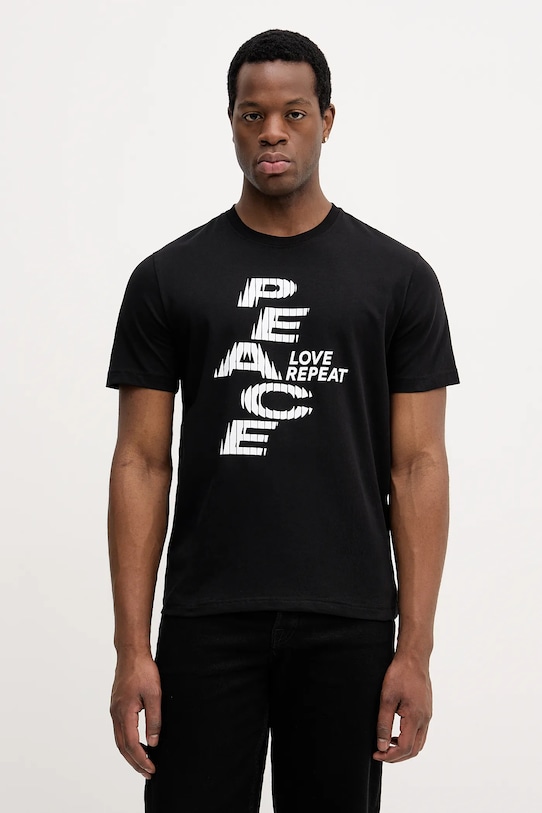 Βαμβακερό μπλουζάκι United Colors of Benetton βαμβάκι μαύρο 3MI5U10BD