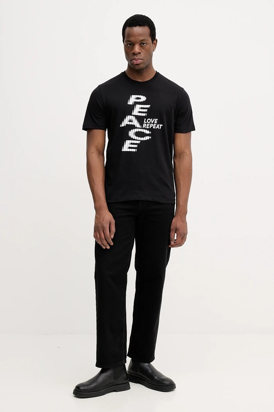 Βαμβακερό μπλουζάκι United Colors of Benetton 3MI5U10BD μαύρο AW25