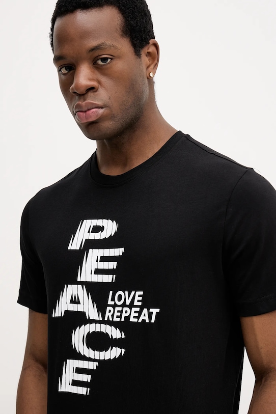 Βαμβακερό μπλουζάκι United Colors of Benetton μαύρο 3MI5U10BD