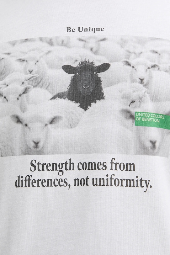 Βαμβακερό μπλουζάκι United Colors of Benetton 3MI5U10BG λευκό