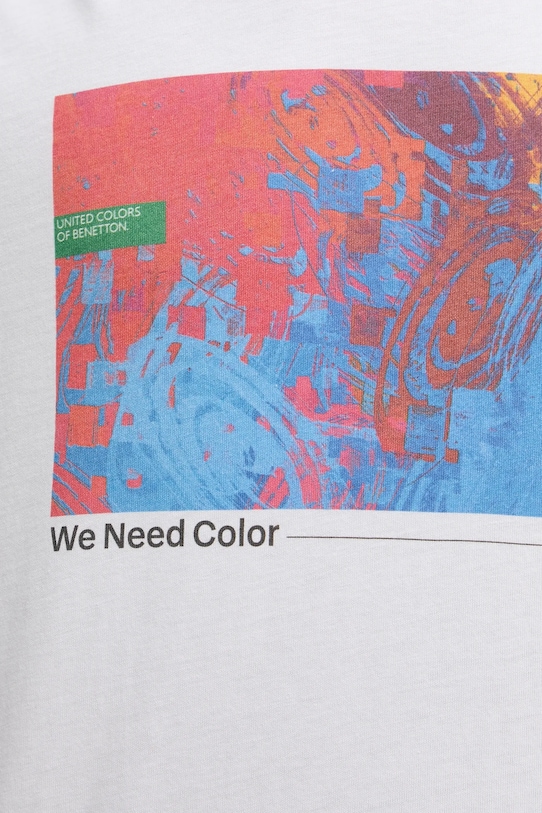 Βαμβακερό μπλουζάκι United Colors of Benetton 3MI5U10BG λευκό