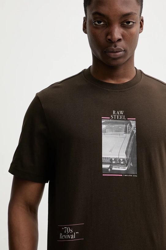 Памучна тениска United Colors of Benetton кафяв 3MI5U10BG