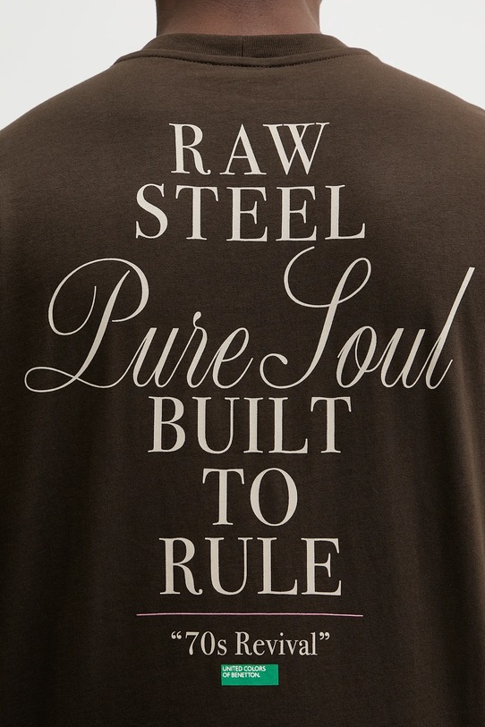 Памучна тениска United Colors of Benetton 3MI5U10BG кафяв