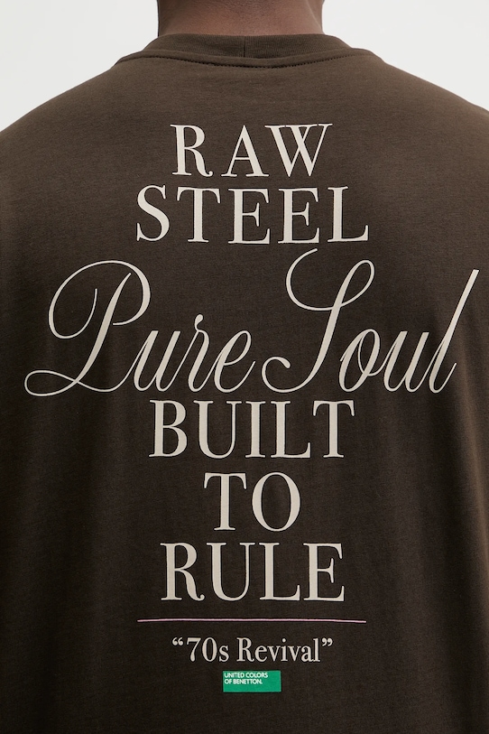 Памучна тениска United Colors of Benetton 3MI5U10BG кафяв