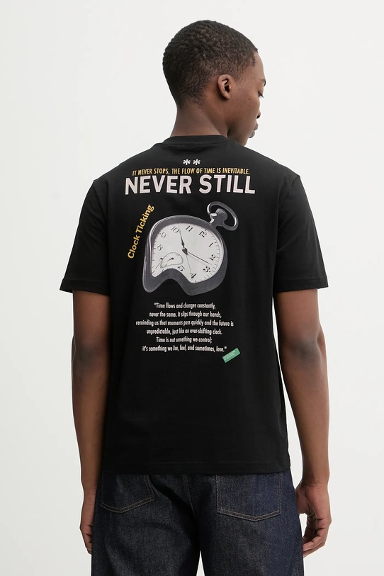 Памучна тениска United Colors of Benetton стандартна черен 3MI5U10BG