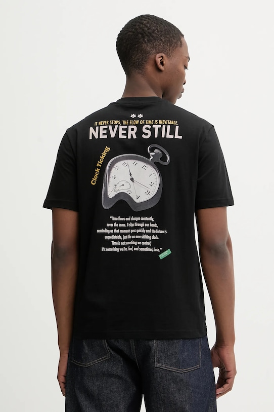 Памучна тениска United Colors of Benetton стандартна черен 3MI5U10BG