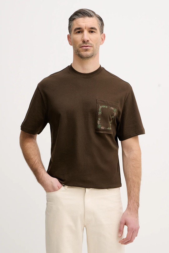 United Colors of Benetton t-shirt bawełniany bawełna brązowy 3MI5U10B5