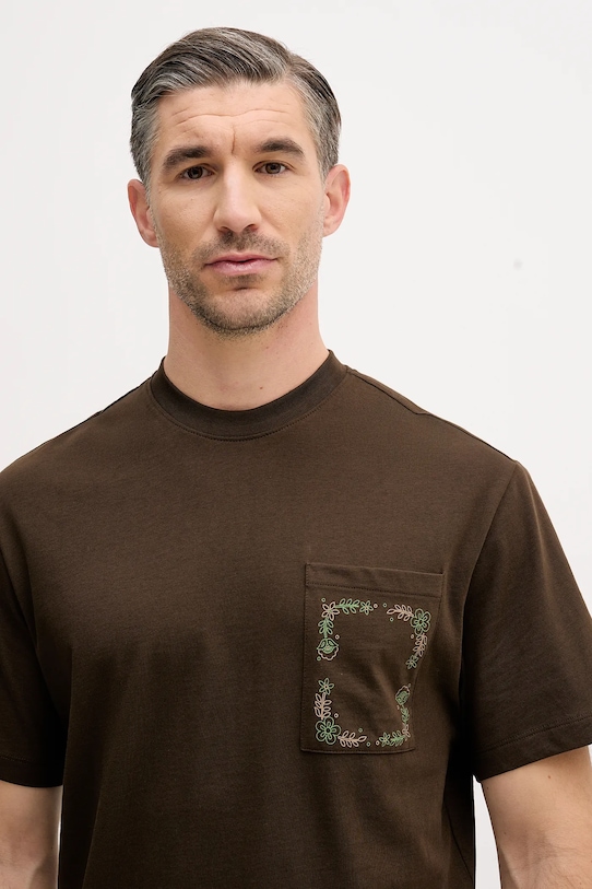 United Colors of Benetton t-shirt bawełniany brązowy 3MI5U10B5