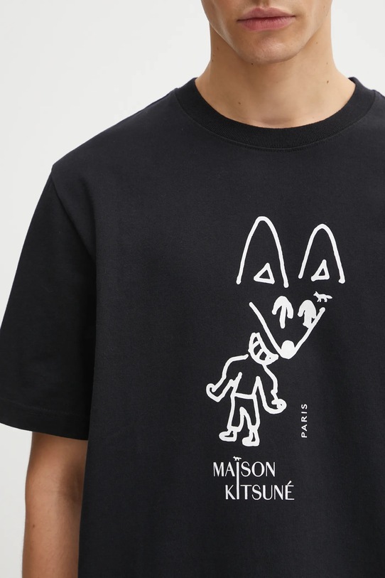 Maison Kitsuné t-shirt bawełniany Party Fox Comfort czarny PM00116KJ7025