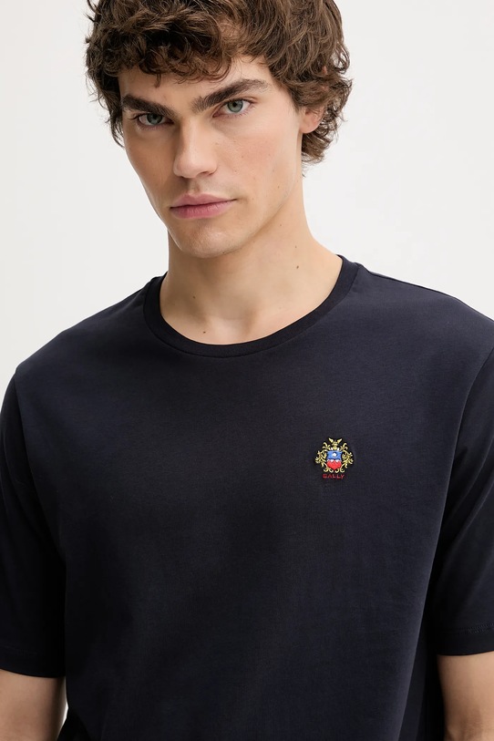 Bally t-shirt bawełniany granatowy MJE0AY