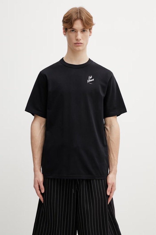 Café Kitsuné t-shirt bawełniany Relax nadruk czarny PU00105KJ7014