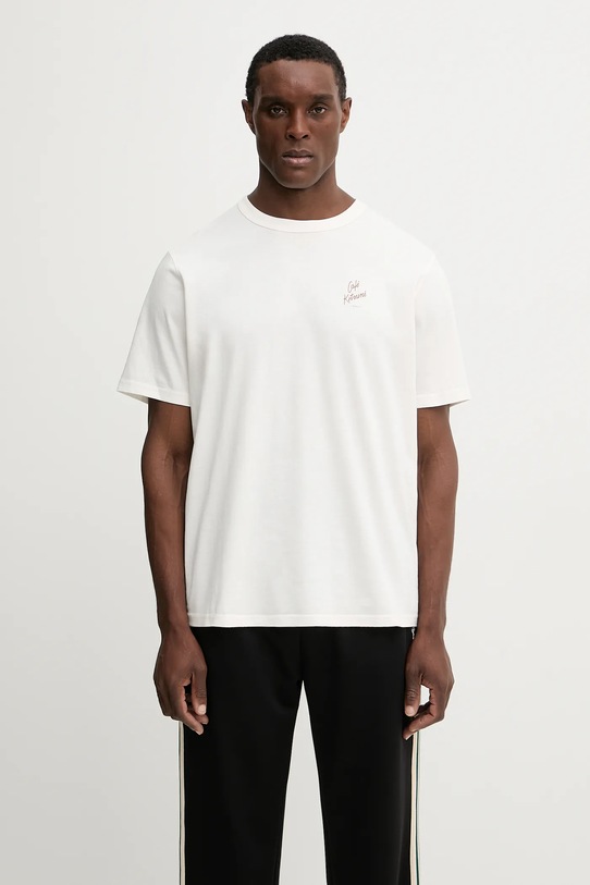 Clothing Café Kitsuné cotton t-shirt Biking Barista Fox Relax PU00101KJ7014 beige