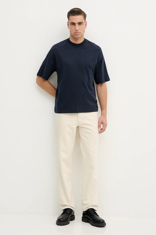 Sisley t-shirt bawełniany 3UYBS104T granatowy AW25