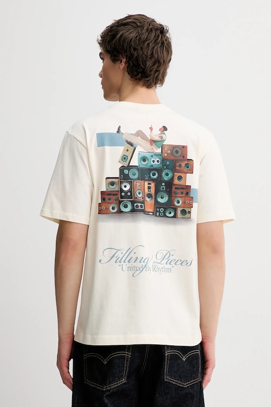 Filling Pieces t-shirt bawełniany Speaker Wall nadruk beżowy 422520500239