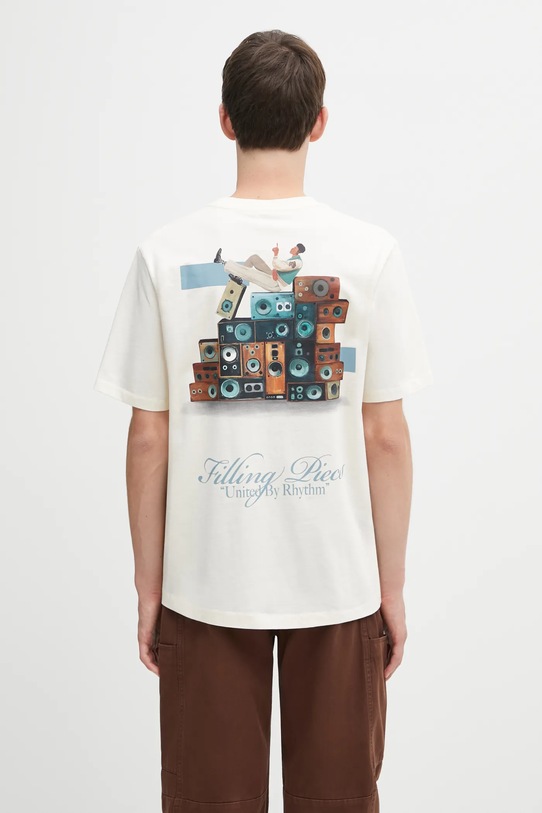 Odzież Filling Pieces t-shirt bawełniany Speaker Wall 422520500239 beżowy