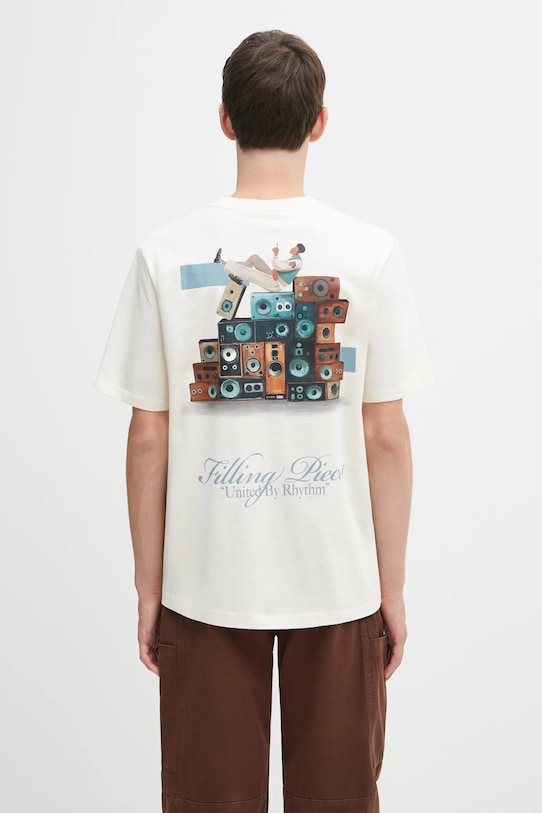 Odzież Filling Pieces t-shirt bawełniany Speaker Wall 422520500239 beżowy