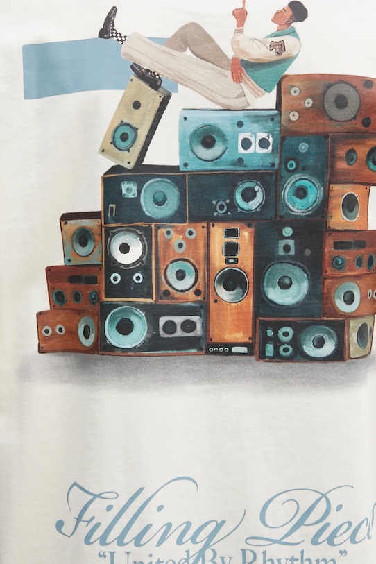 Filling Pieces t-shirt bawełniany Speaker Wall 422520500239 beżowy