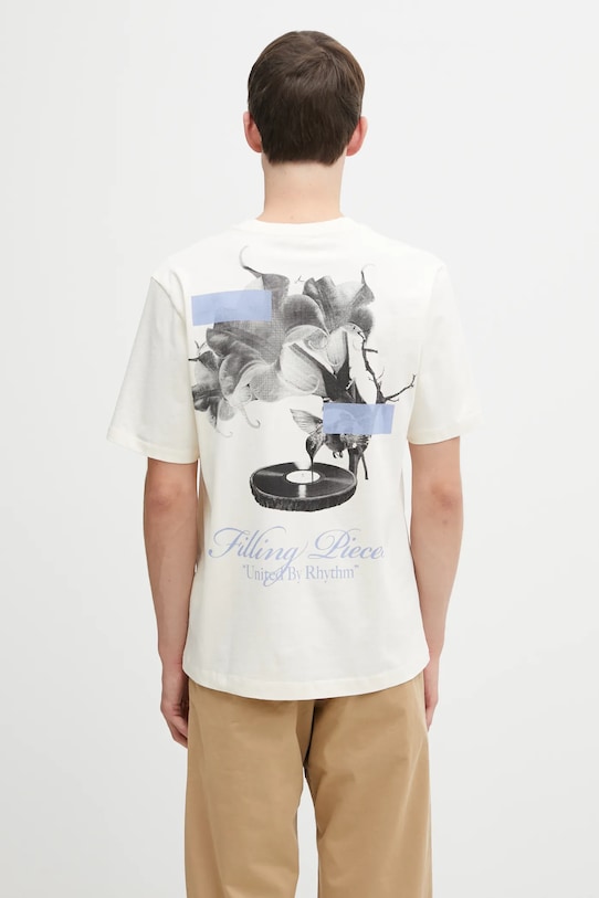 Filling Pieces t-shirt bawełniany Grammophone nadruk beżowy 422520500236