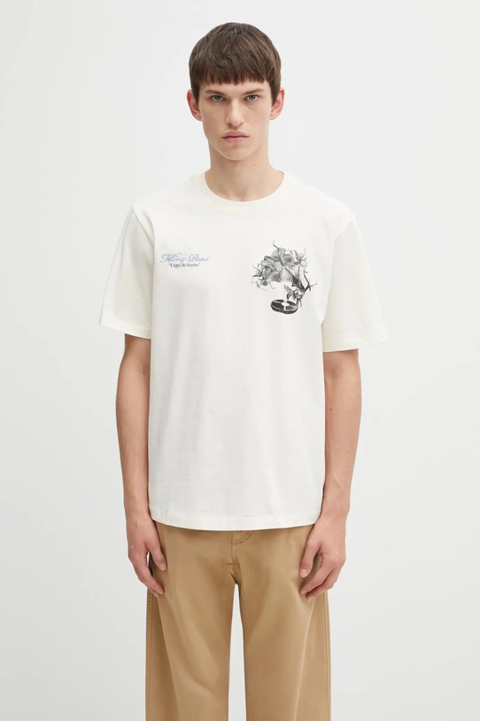 Odzież Filling Pieces t-shirt bawełniany Grammophone 422520500236 beżowy