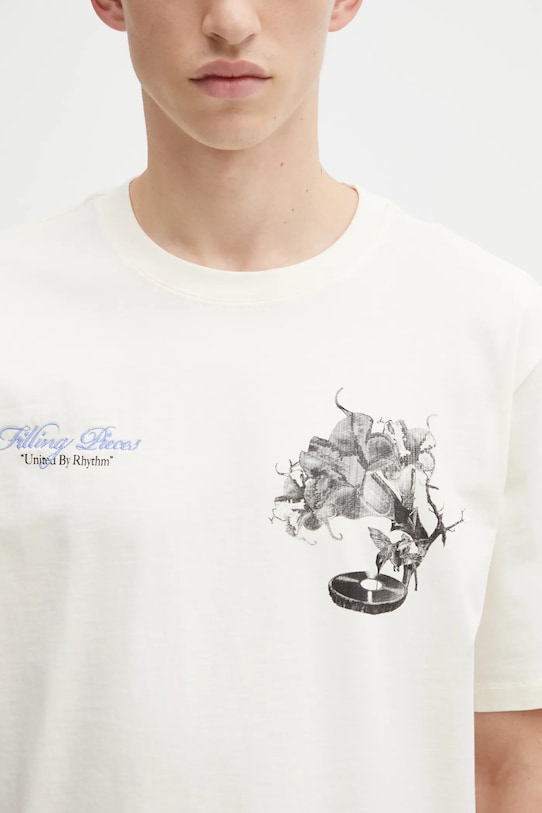Filling Pieces t-shirt bawełniany Grammophone beżowy 422520500236