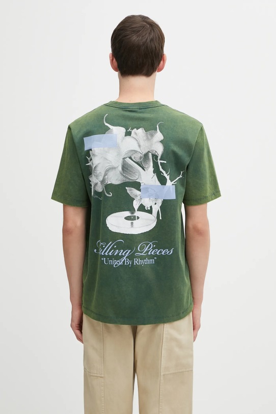 Filling Pieces t-shirt bawełniany Grammophone nadruk zielony 422520500236