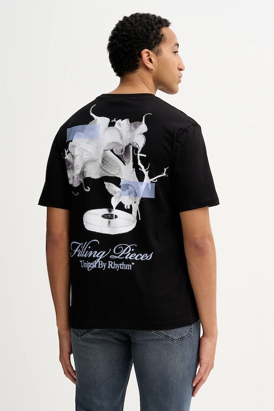 Filling Pieces t-shirt bawełniany Grammophone nadruk czarny 422520500236