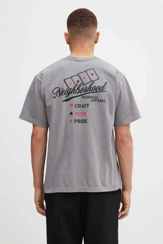 NEIGHBORHOOD t-shirt bawełniany NH. TEE SS-8 nadruk szary 252PCNH.ST08